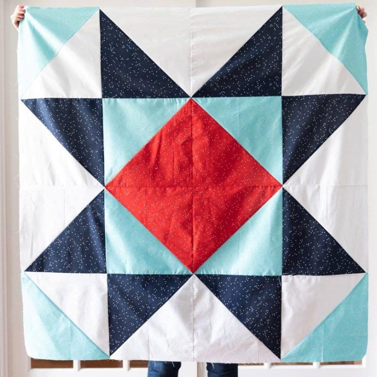 If you&rsquo;re looking for more giant star quilt patterns to try, we&rsquo;ve got you covered! Say hello to this magnificent, bold, and modern Giant Star quilt! Made with single sawtooth star block, this pattern is fast to sew and ideal for beginners. The finished size is 48&rdquo; x 48&rdquo;.