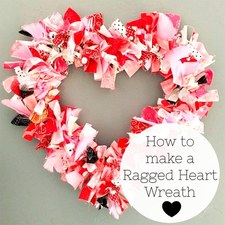 Have some pretty pinks and reds of leftover fabric scraps that are no longer fit for a sewing project? Well, they are exactly the ingredients needed for a romantic heart fabric wreath recipe!