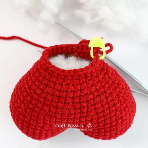 how to crochet amigurumi heart.
Step 7: Stuff the Amigurumi Heart