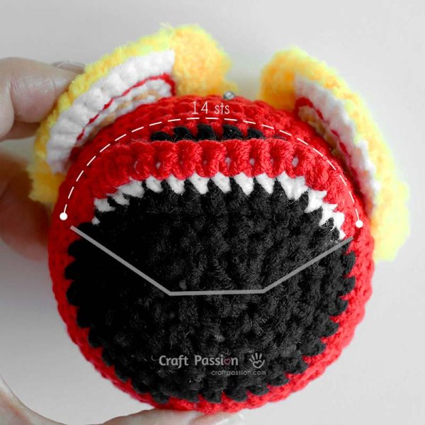 how to crochet lion dance amigurumi - attaching the mouth