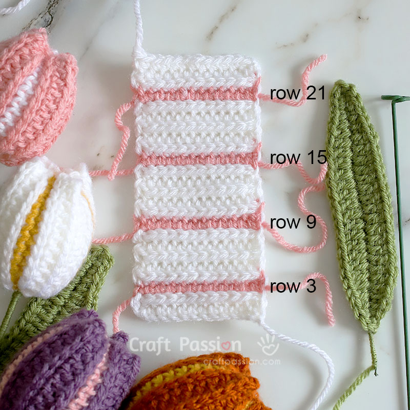 how to make colorful crochet tulip