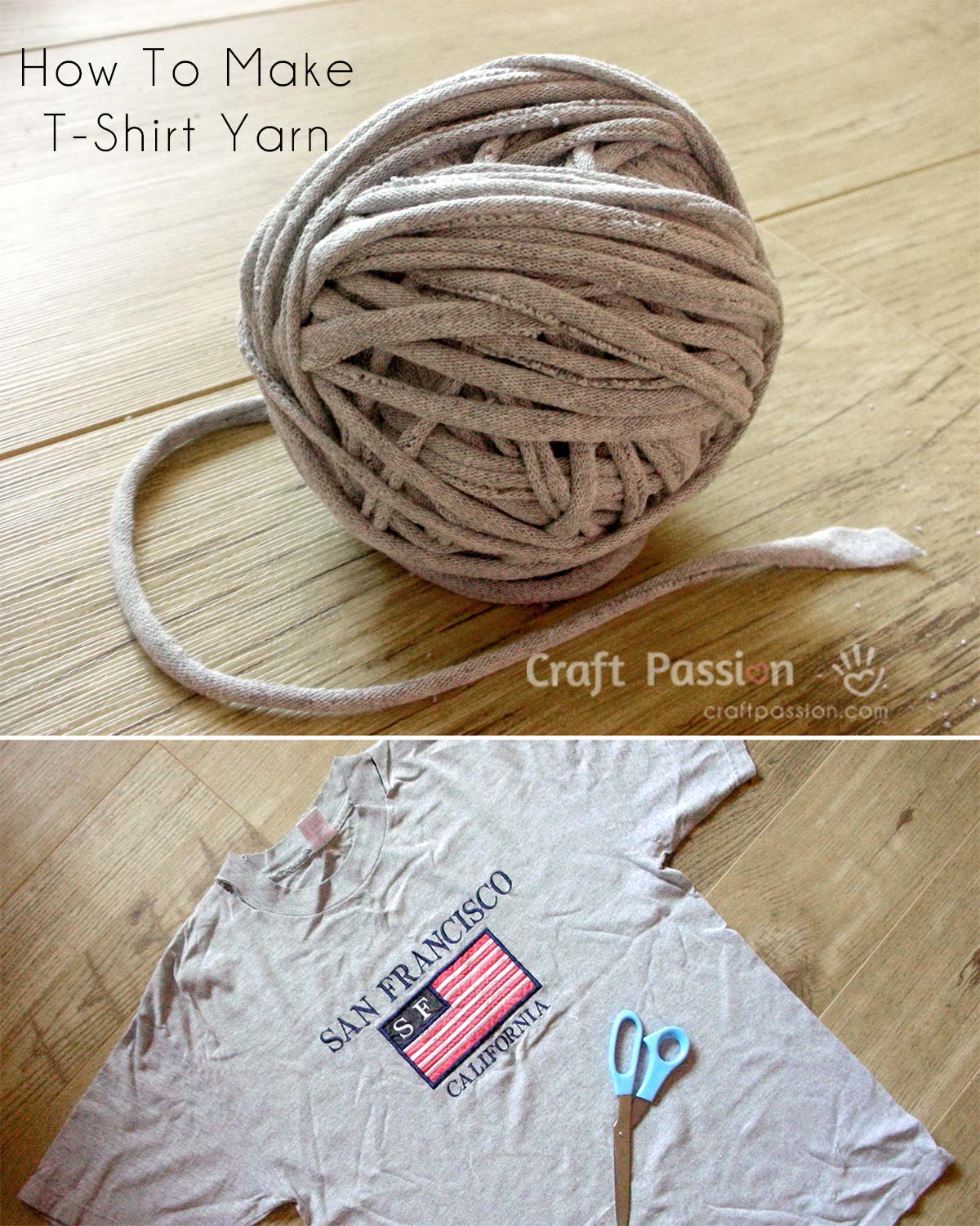 Learn how to recycle old t-shirts into yarn. This yarn is perfect to crochet and knit into basket, bag, rug, scarf etc. It's eco-friendly and helps to recycle.