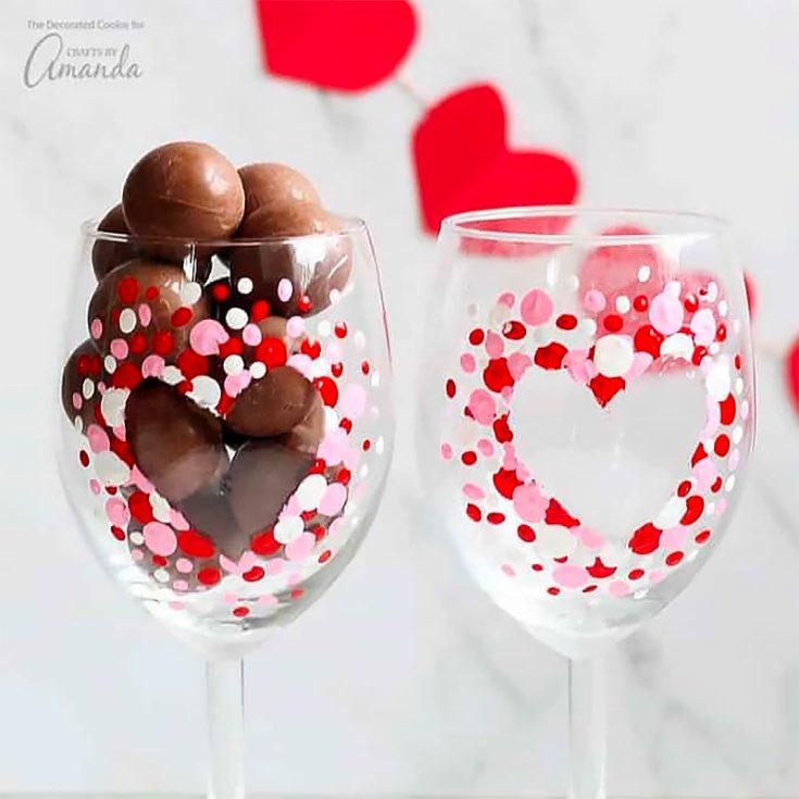 A huge Galentine party activity is to paint wine glasses with your ladies. But you can also turn it into a Valentine's Day craft by gifting these personalized wine glasses to your loved ones.