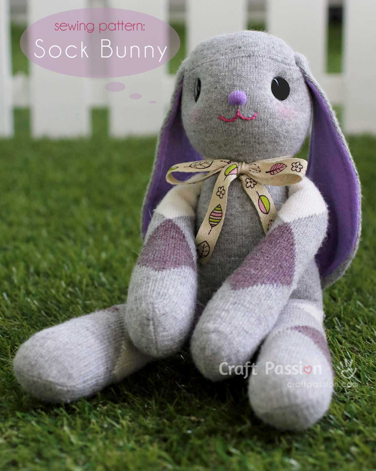 Free bunny sewing pattern to sew as an Easter bunny. This cute lop-eared stuffed bunny that's sewed from sock is a great gift to make for kids. Instructions come with pictures.