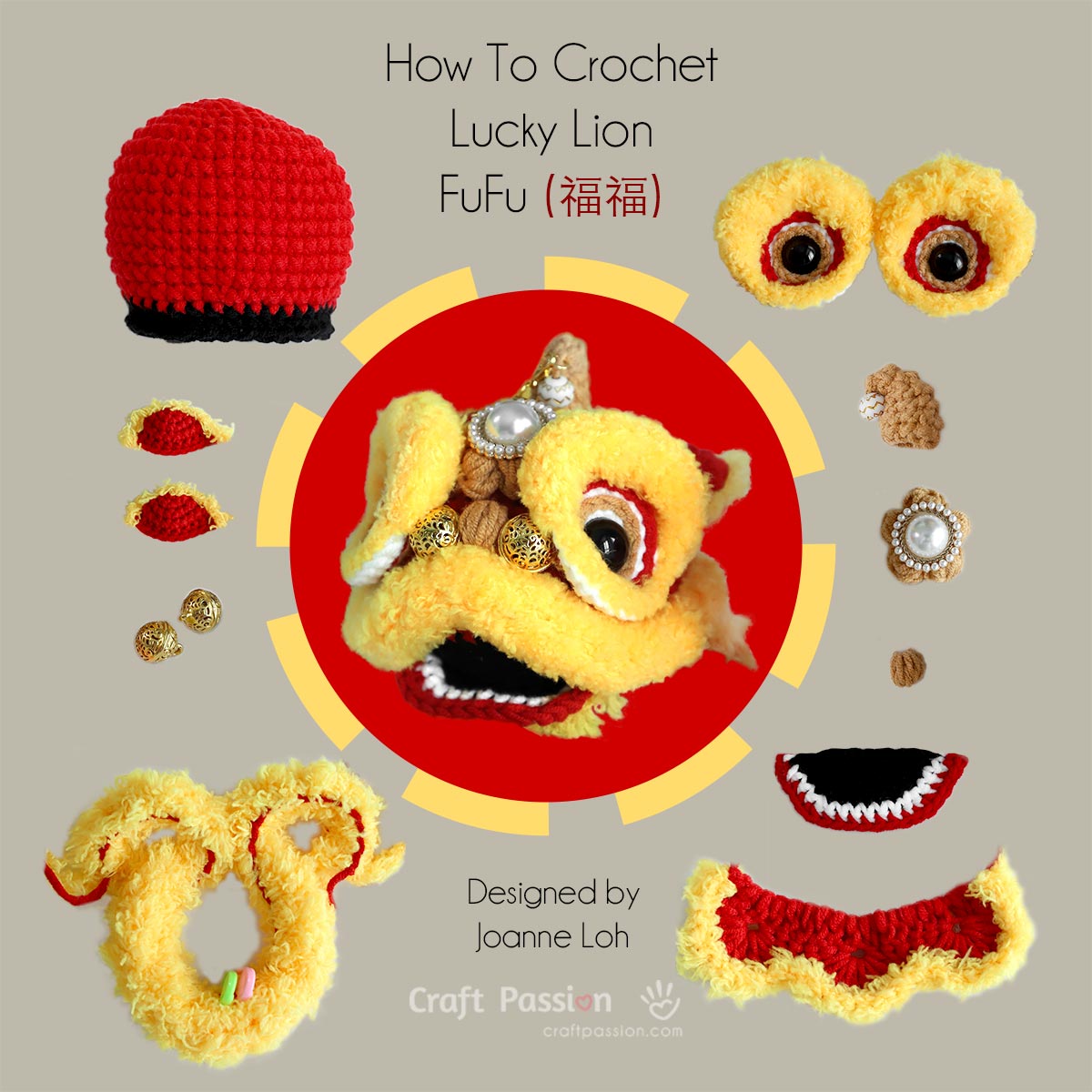 crochet lion keychain pattern step by step
