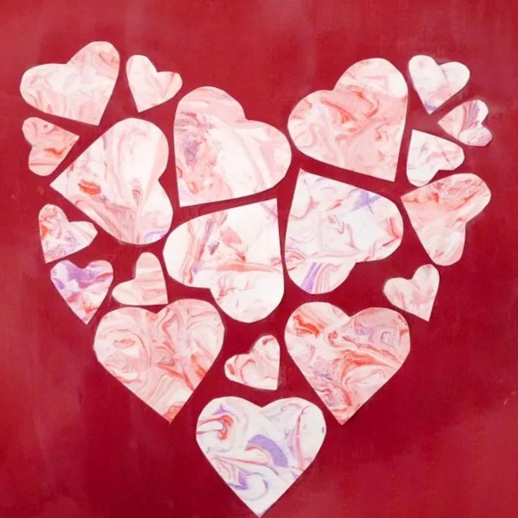 Let your kid's creativity unfold with this fantastic marbled heart collage! It could be made as a painting on canvas or a card. With just paint and white shaving cream, you can make your version of this gorgeous design to spread joy on Mother&rsquo;s Day.