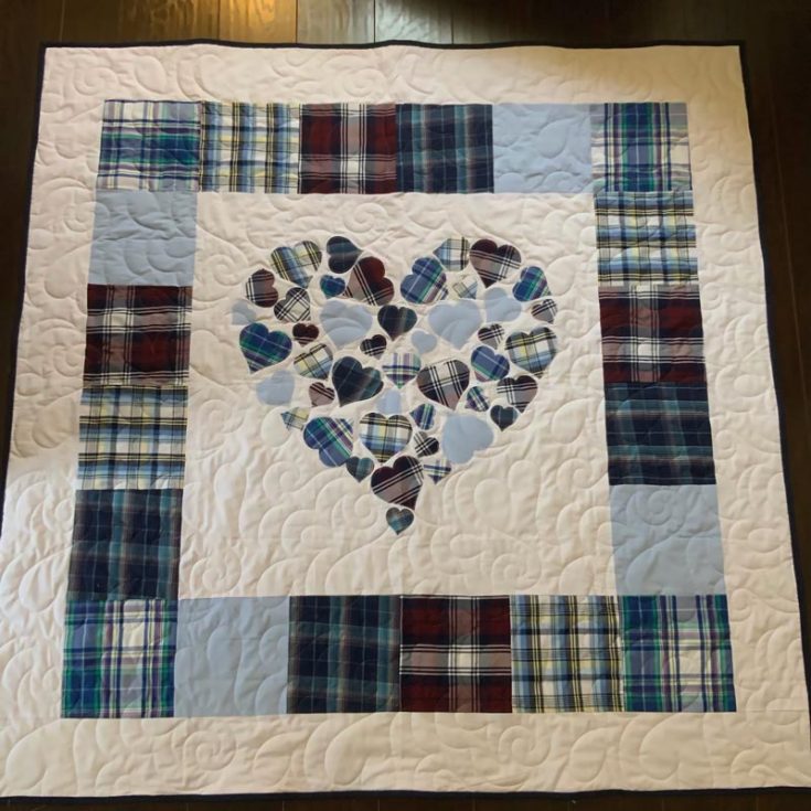 Check out this gorgeous quilt that uses raw edge applique, and it&rsquo;s catered to beginners. This inexpensive quilt is adorned with small hearts in the center, resulting in a large heart. The finished size is approximately 60&rdquo; x 60&rdquo;.
