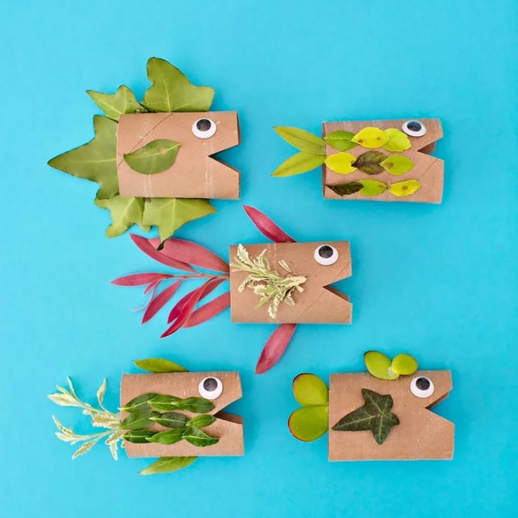 Kids will love crafting this super cute and easy nature paper tube fish craft! All you need are two primary materials to make these paper roll fish: cardboard tubes and various types of leaves. They will love collecting foliage outdoors to make their paper tube fish come to life as they learn about nature.