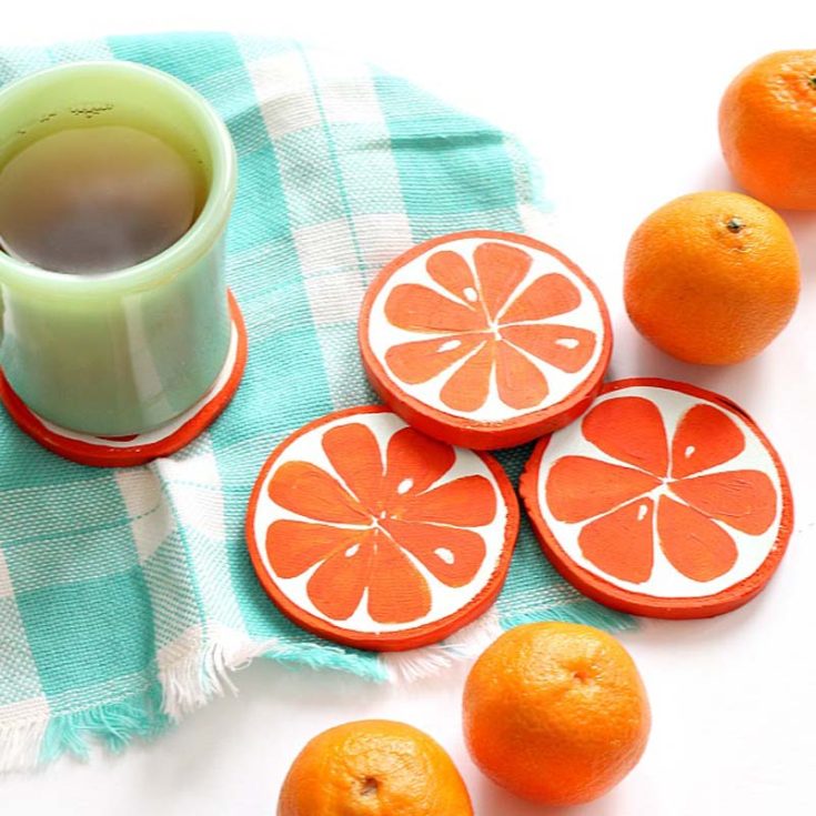 Brighten up your coffee table with orange slice coasters made from birch slices. These natural coasters add a cheerful and refreshing touch, perfect for any setting, especially when you have a glass of orange juice to sip on!