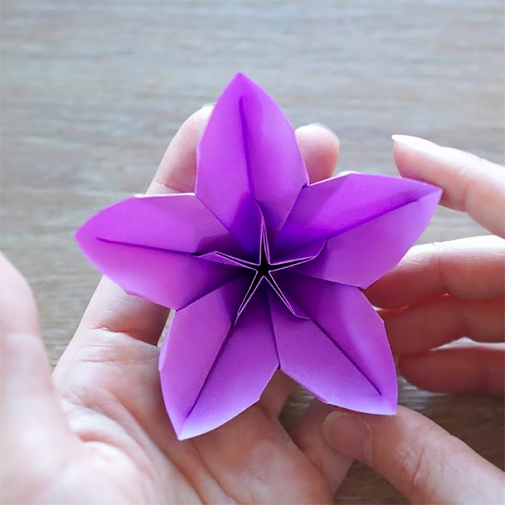 This easy flower origami is one on cherry blossoms, and it's also a video tutorial.