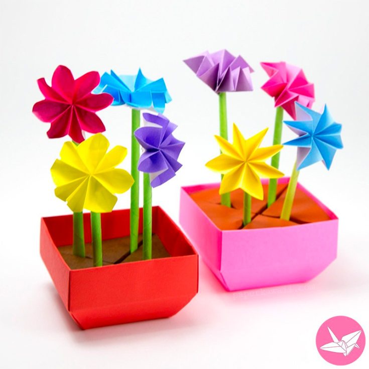 Make a pretty origami flower pot, the holder for the stems can accommodate a lot of them. It would make an excellent gift for someone special.