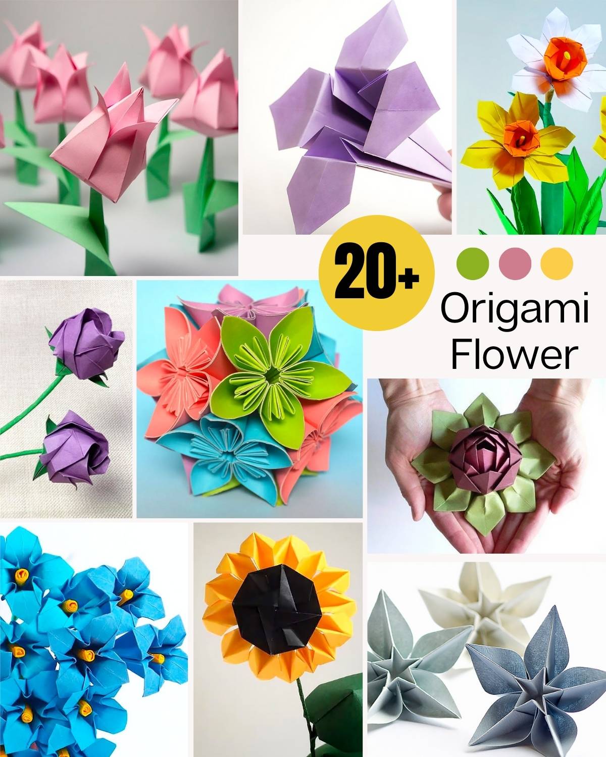 With these small origami flower projects, you can practice and give an evergreen flower to a loved one. Learn how to make origami flowers from over 20 tutorials. 