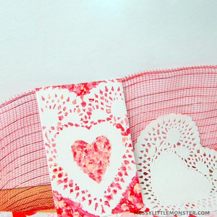 Paint something unique and delightful to surprise your mom with this Paper Doily Heart Craft! Simply grab a paper doily as your template and let your creativity run wild as you paint an ombre of colors on your canvas.