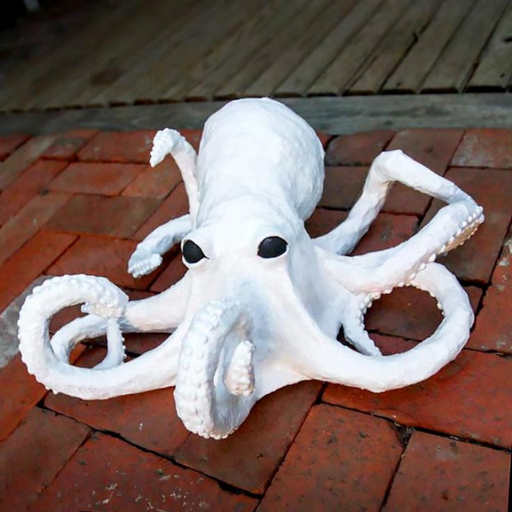 This is one of those paper mache ideas that you should try if you're looking for something a little more challenging to do! It's a figure of an octopus that you can paint and customize in any way you like.