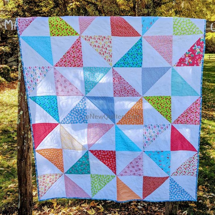 Don&rsquo;t you just love how visually pleasing this pinwheel quilt design is? Though it's an easy and straightforward pattern, the half-square triangle blocks definitely add a fun twist to the classic, otherwise simple quilt design. It&rsquo;s great to snuggle in during those cold weather and can also be used as a picnic blanket! The finished size is 54&rdquo; x 72&rdquo;.