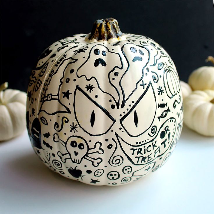 Don't like to be constrained by so many steps and the trouble of finding supplies? Go free and easy on this doodle pumpkin design. Express yourself on this pumpkin and encourage your little ones to do the same!