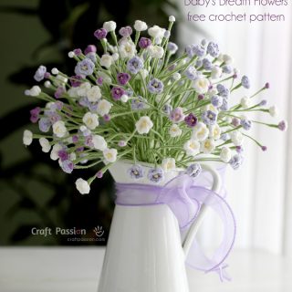 free crochet Baby's Breath pattern in white and purple