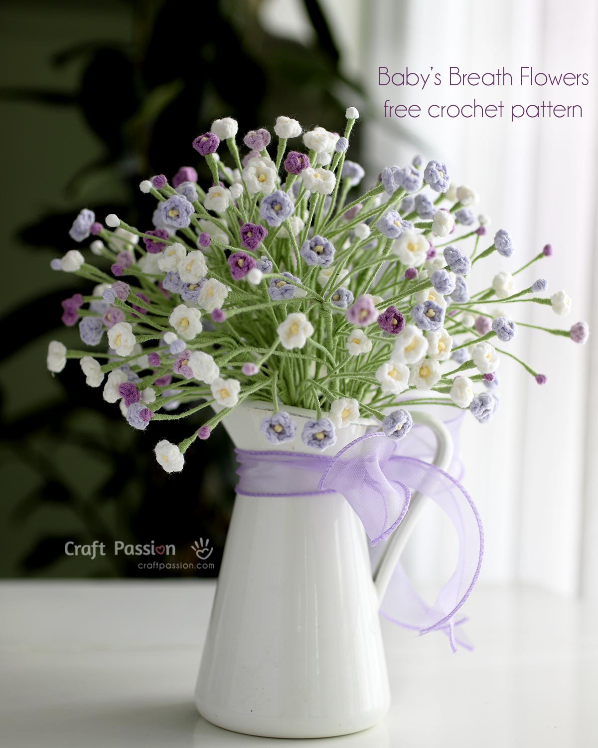 purple baby breath crochet pattern free crochet Baby's Breath pattern in white and purple