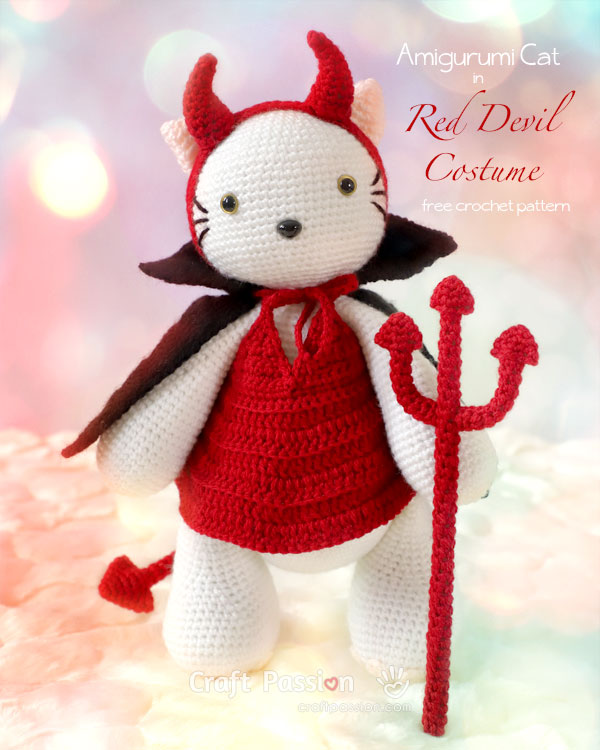 crochet red devil costume for amigurumi