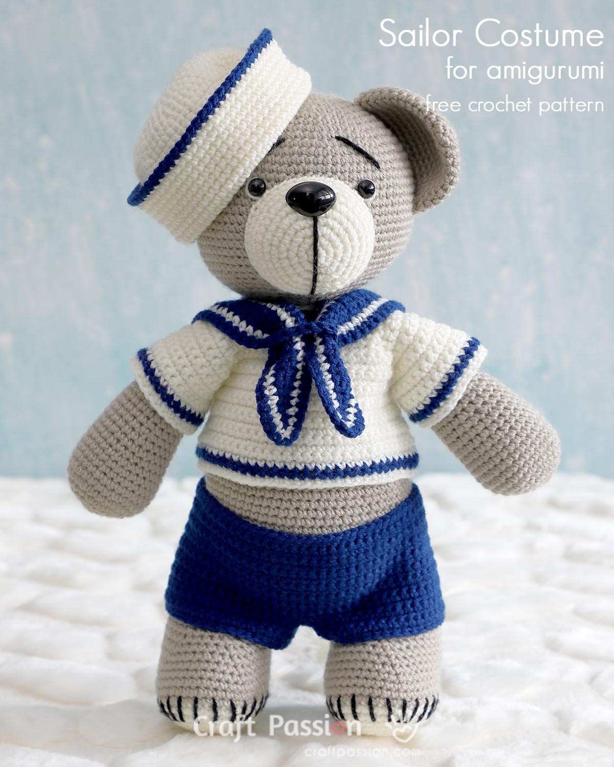 Set sail with our free sailor costume crochet pattern for amigurumi, perfect for adding a touch of nautical charm to your crochet animal collection!