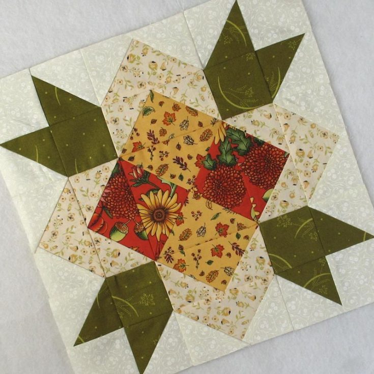 Featuring calm and tranquil quilt block designs is a must for our star quilt patterns list. Learn to make this Blossoming Cactus quilt block with this tutorial, which will guide you through and through. It&rsquo;s a great project to unwind and explore creativity while sharpening your quilting skills. The finished size of the block is precisely 12&rdquo; x 12&rdquo;.
