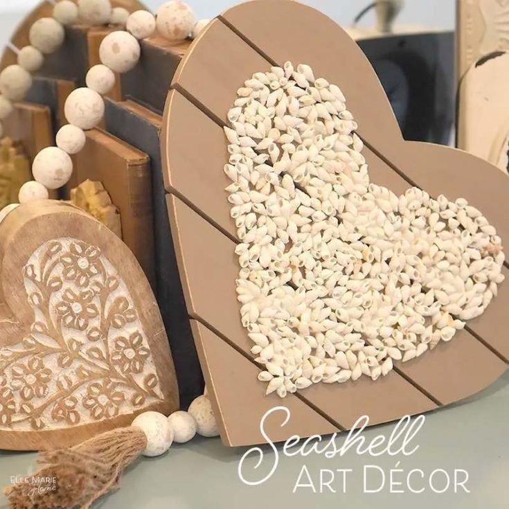 This seashell heart wall decor is perfect if you are looking to add a vintage, nautical touch to your home. By arranging seashells in the shape of a heart onto a heart shaped wooden panel, the finished piece is a delightful mix of coastal flair and timeless charm.