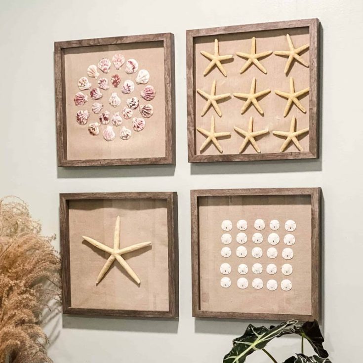 Create these artistic seashell shadow boxes inspired by Pottery Barn while being budget-friendly! With a few simple materials, you can craft a beautiful set to hang as decor at home. Instead of spending $399, make your own DIY version for a chic, coastal touch!