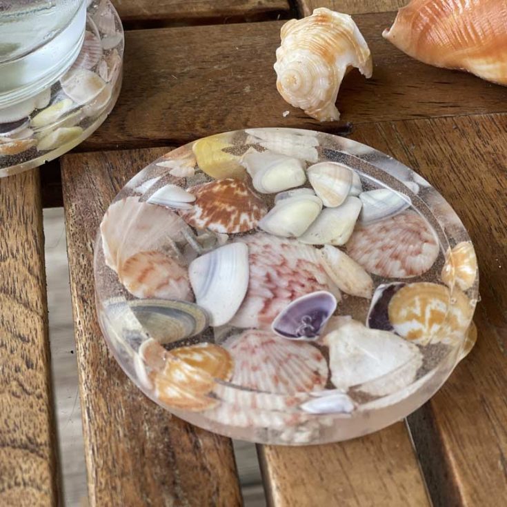 What better way to keep a piece of the ocean on your table? These resin seashell coasters serve as a reminder of your beach vacations. Collecting beautiful seashells for the project makes for a fun beach day activity.