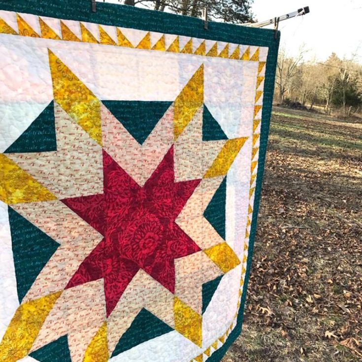 Here&rsquo;s another beginner-friendly design for star quilt patterns. This gorgeous and modern star quilt uses soothing colors and thoughtful craftsmanship to make it the perfect project for quilters looking to create something unique. Not to mention, this design utilizes different sizes of half-square triangles (HSTs) to complete and compliment the beautiful star centerpiece. The finished size is 61&rdquo; x 61&rdquo;.