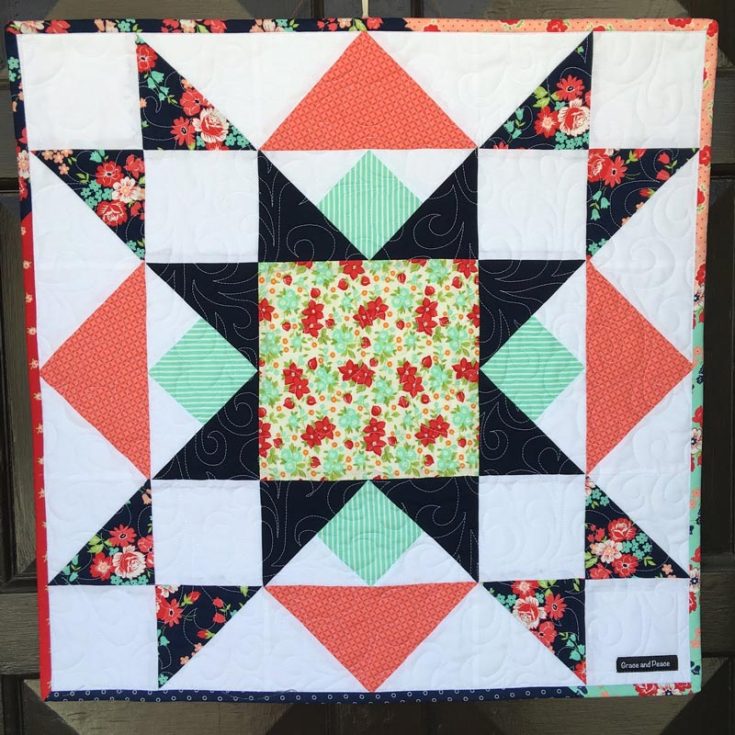 This Spring Joyful Barn Star quilt adds a feminine and graceful touch to your quilts! Adorned with floral triangle blocks, this quilt features cheerful colors and intricate patterns reminiscent of the traditional barn quilt. Measuring 36&rdquo; x 36&rdquo;, this would be great as a baby quilt, or simply customize it to fit your desired size.