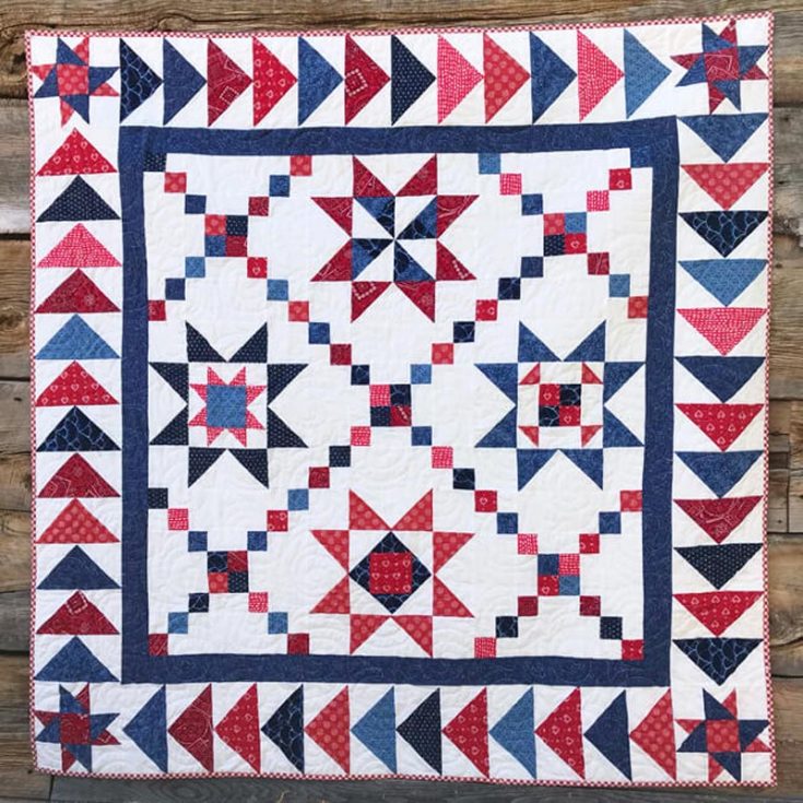 Since the Fourth of July is coming up, why not make this Star Spangled quilt to celebrate America&rsquo;s independence? This Americana-themed design has a mesmerizing arrangement of star blocks representing the American flag waving in the breeze. You can create this lovely 60&rdquo; x 60&rdquo; quilt piece with clear instructions in the downloadable PDF.