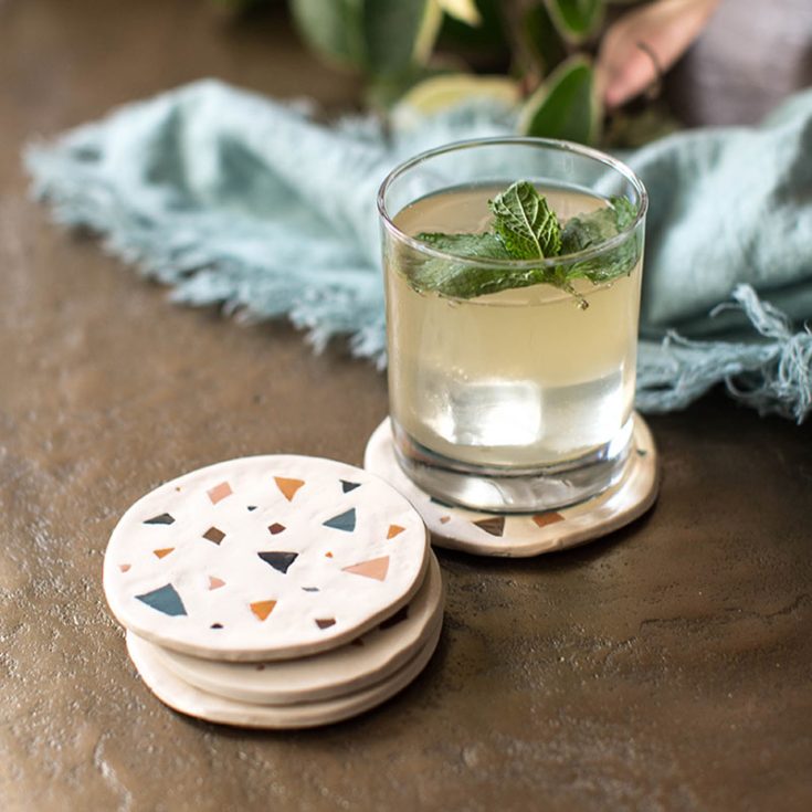 These faux terrazzo coasters will make a retro and stylish addition to your home decor collection. You can mimic the distinctive speckled pattern using polymer clay by following this guide by Lia Griffith.