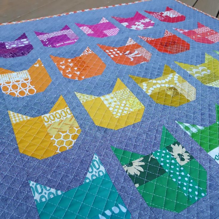 Here&rsquo;s a pattern for beginners to try! It&rsquo;s a great project that allows you to practice straight-line quilting with a walking foot as it yields a small quilt measuring 30&rdquo; x 35&rdquo;. You will need to prepare assorted prints or solid fabric scraps and make 25 cat blocks for the kitty&rsquo;s faces.&nbsp;