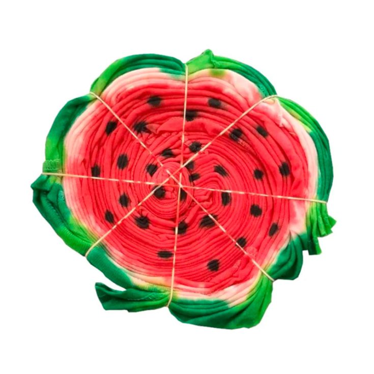 Not into flowers? Maybe this watermelon tie dye pattern is for you! A tiny squeeze bottle is used to add on seeds, making it look all the more realistic.