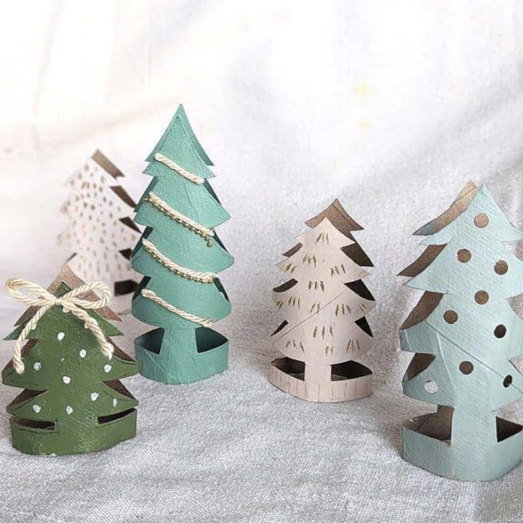 Craft your very own Christmas tree forest out of toilet paper rolls! Encourage your kids to paint them however they like and decorate them with pom-poms, sequins, ribbons, yarn, and any other household craft items you have available.