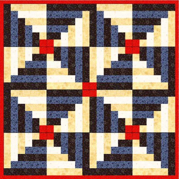 Have a look at this gorgeous, true blue log cabin design! Doesn&rsquo;t it look charming? This pattern comes with straightforward instructions packed in a downloadable PDF so you can easily quilt one for yourself and your friends. The finished size is 50&rdquo; x 50&rdquo;.