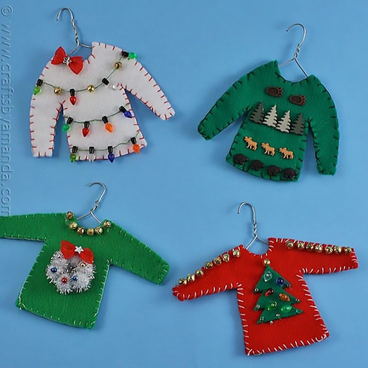 You have probably heard the term 'ugly sweater' before and wondered what it means. It is any sweater with too much Christmas-themed decoration on it! It makes the perfect ornament. Why not try it out with your friends and family?