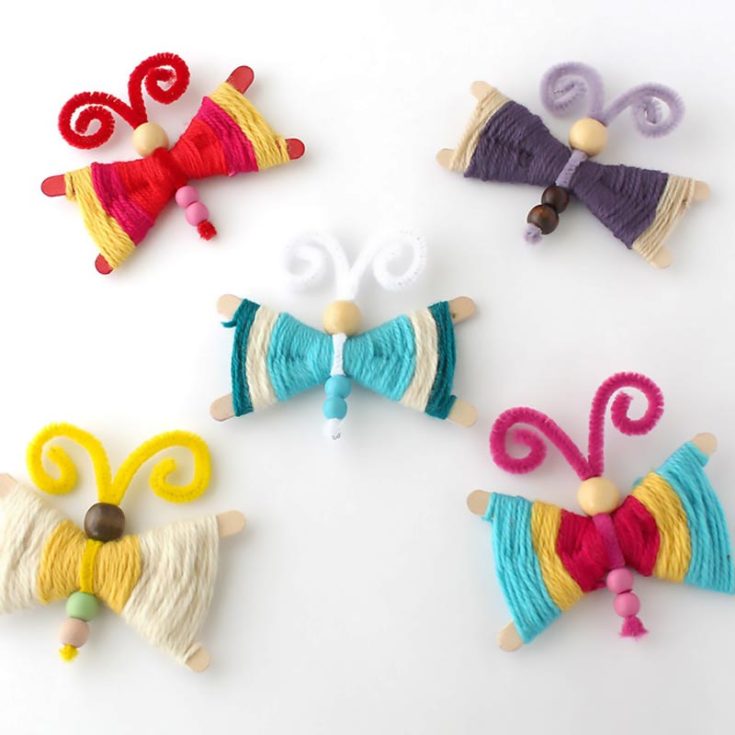 This butterfly project is so pretty and easy. Spin yarn or thread, depending on your choice of material to make them. It is a fun kid's craft using a simple weaving techniques.